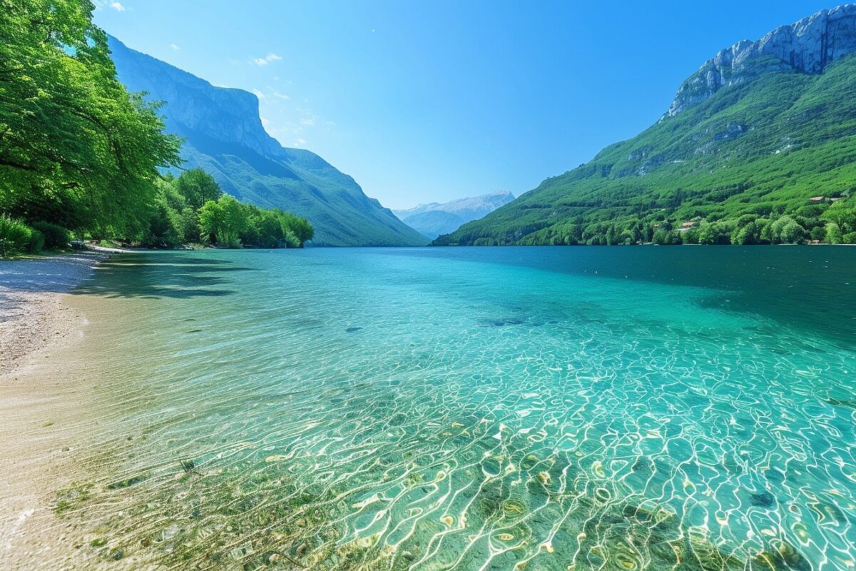 découvrez les eaux turquoises du lac d'Aiguebelette en France, une expérience inoubliable pour tous