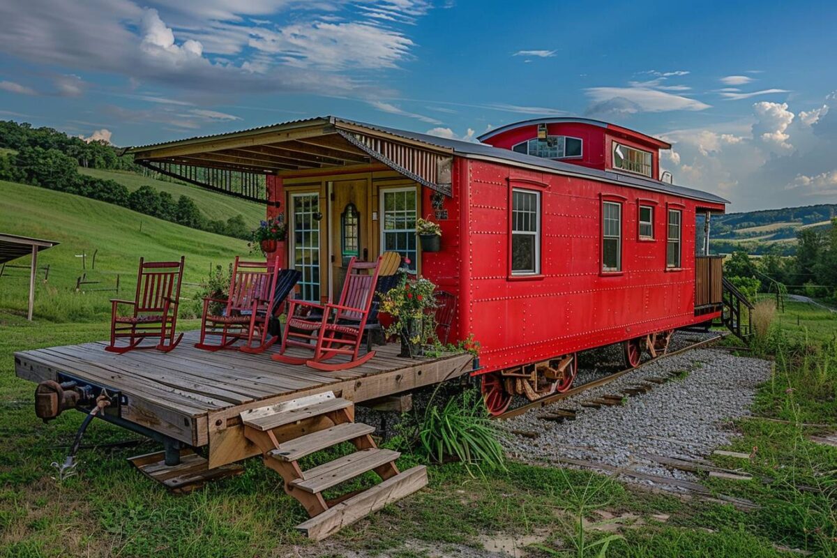 Dormez dans un wagon de train reconverti au Red Caboose Motel en Pennsylvanie, USA