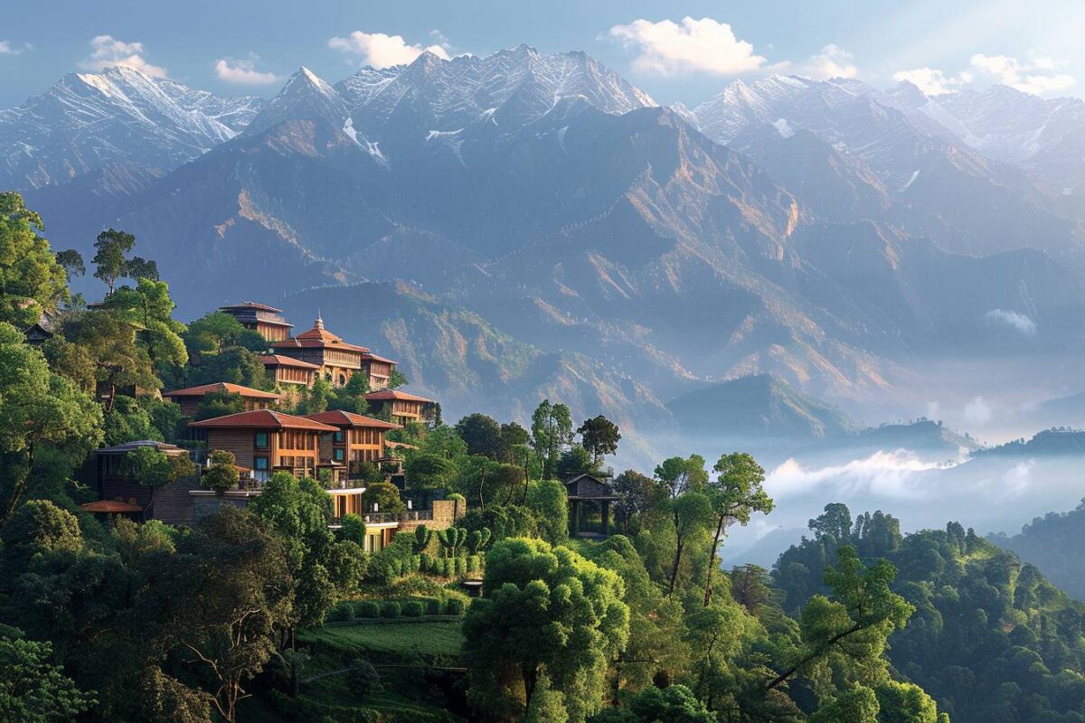 Évadez-vous au Ananda in the Himalayas en Inde, un sanctuaire de paix niché dans les majestueuses montagnes himalayennes.