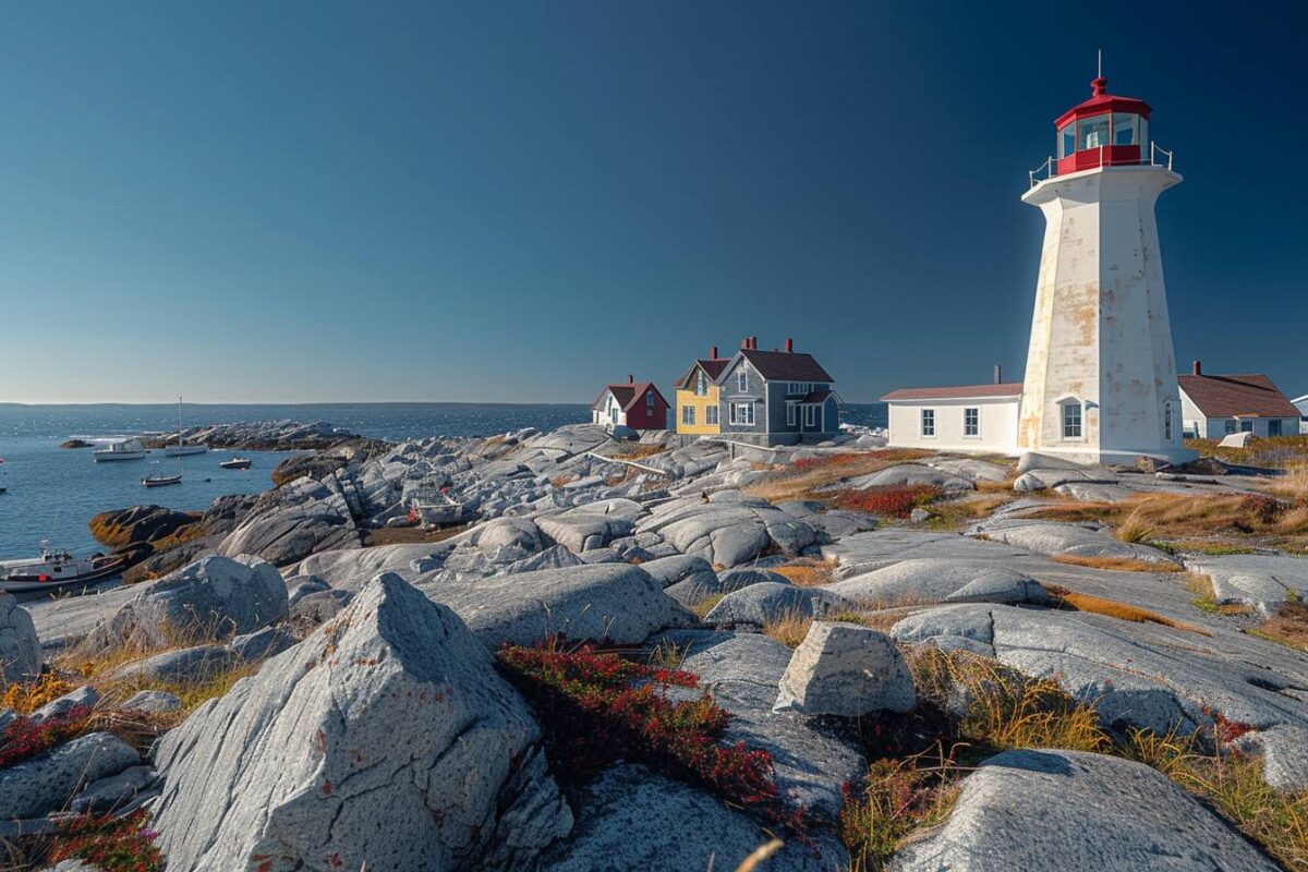 Le pittoresque village de Peggy’s Cove au Canada, avec son phare emblématique