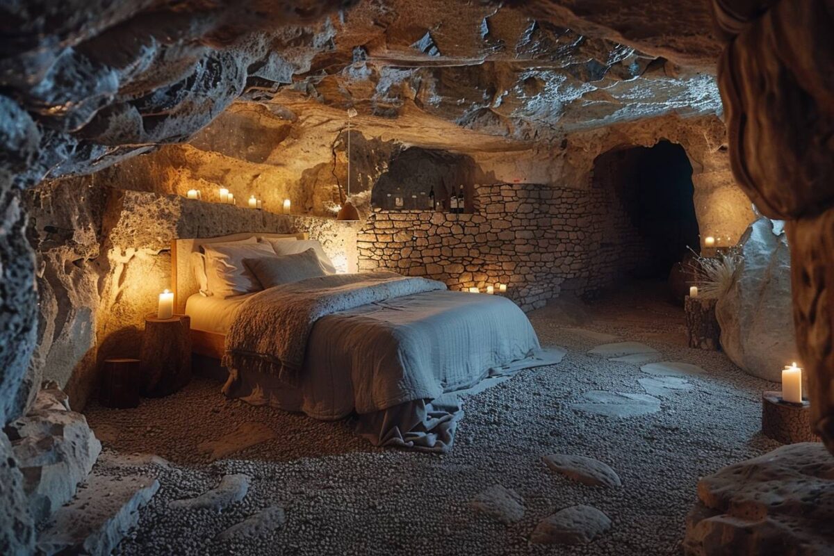 Passez une nuit dans une ancienne grotte à Les Hautes Roches en France