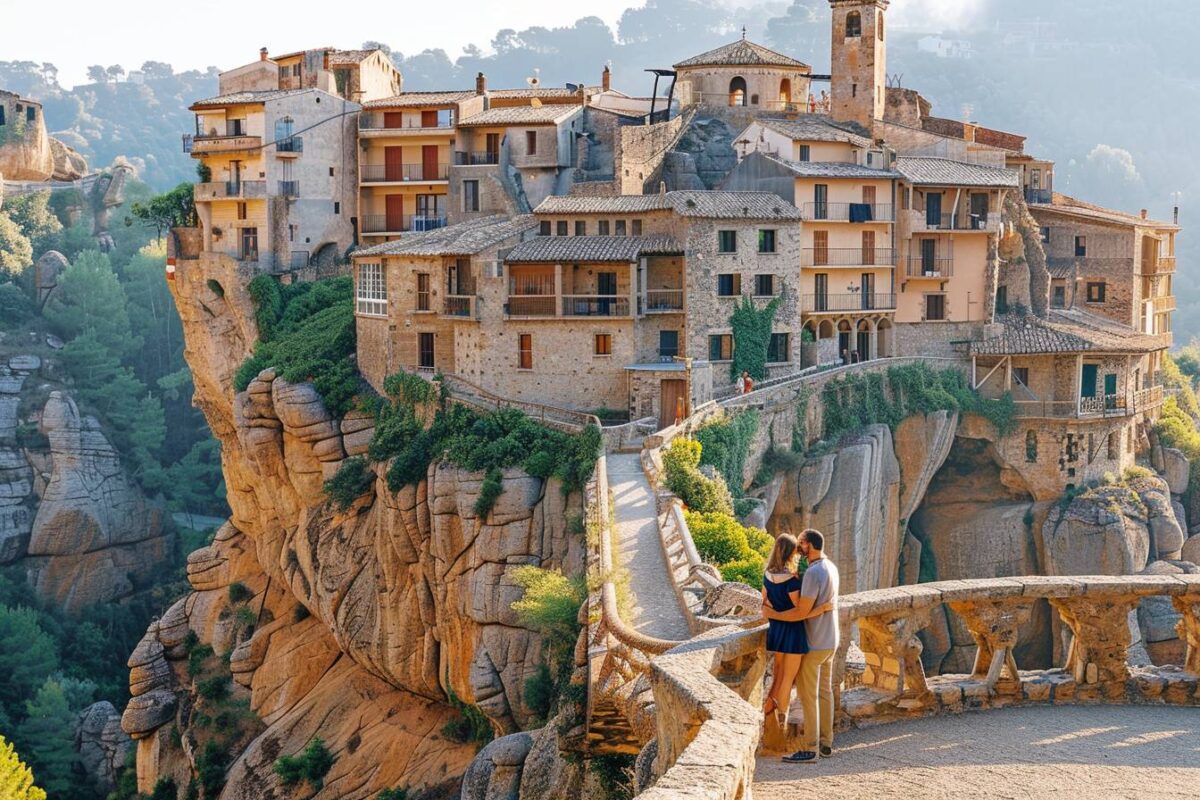 Une escapade romantique vous attend à Castellfollit de la Roca en Catalogne, célèbre pour ses maisons perchées sur une falaise